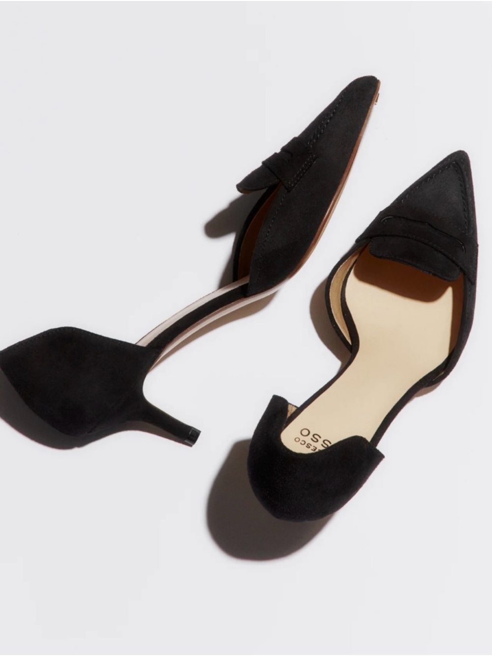 ANTONIO MELANI Black Pointed D'Orsay Kitten Heels